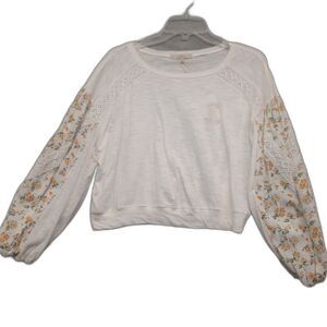 Chelsea & Violet Boho Peasant White Long Sleeve Crop Top Blouse Size S (NWT)